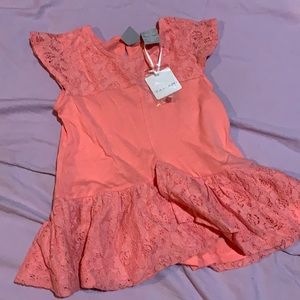 Peach Peplum Shirt Lace NWT